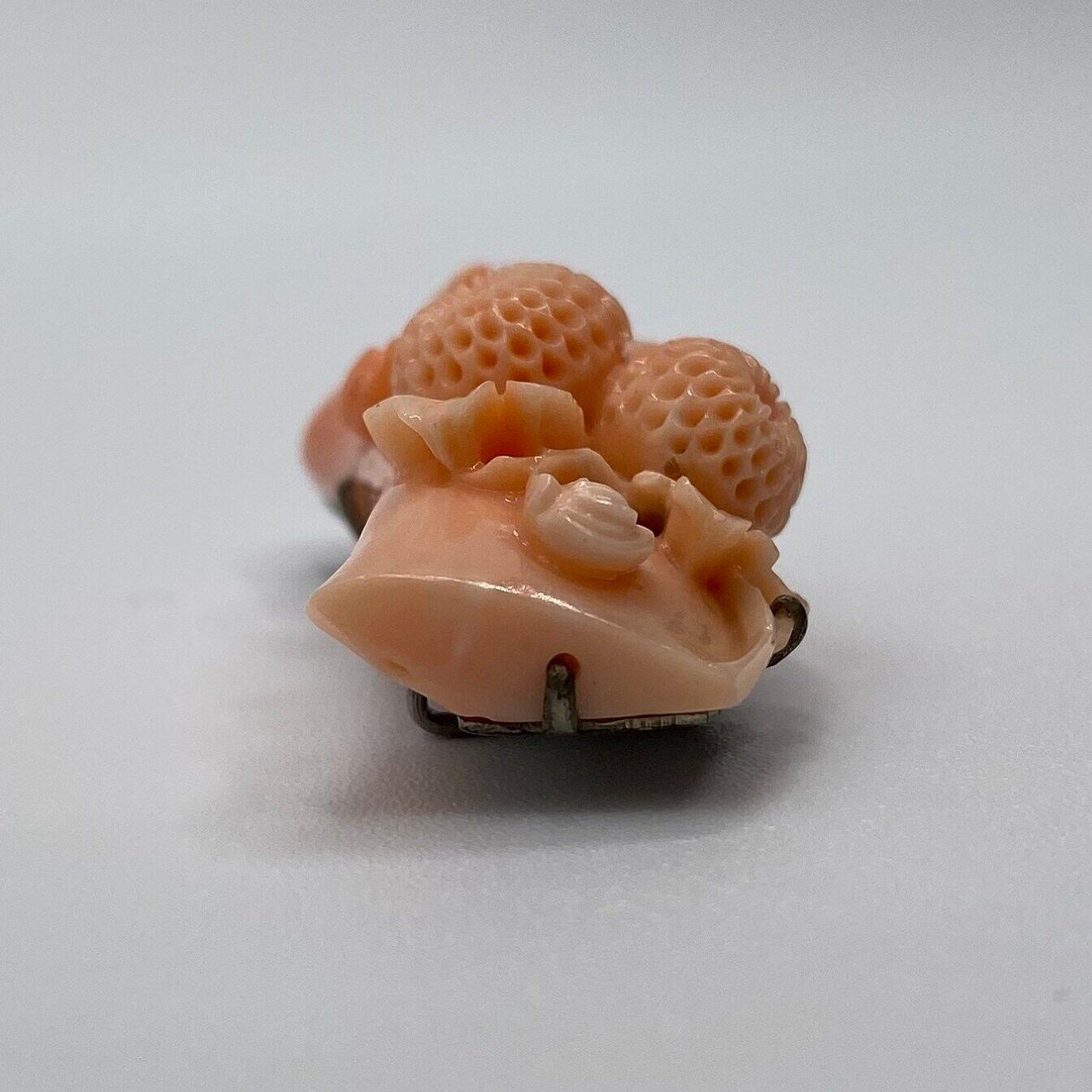 Vintage Intricately Carved Chrysanthemum Coral Japanese Obidome | Vintage Carved Natural Genuine Coral - Image 7