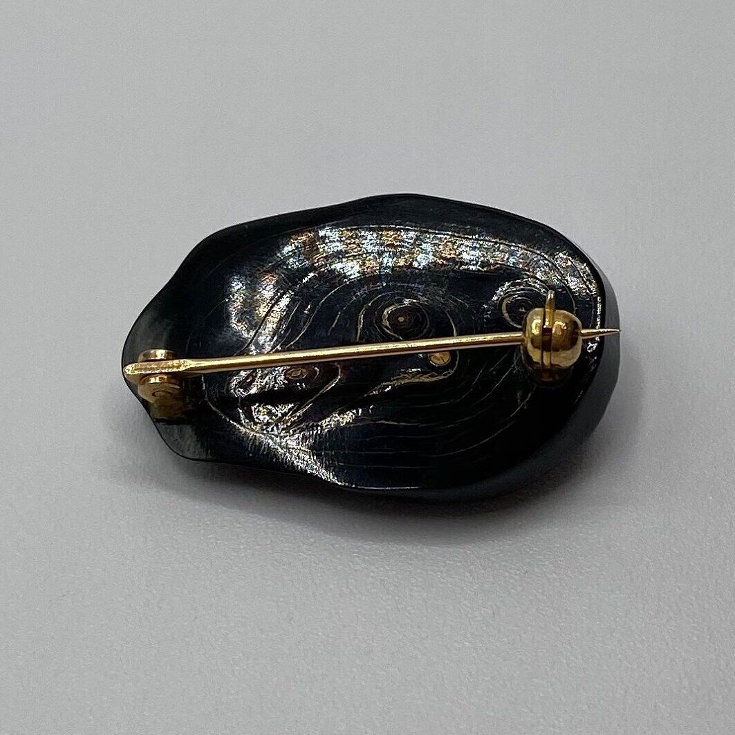 Vintage 14K Hawaiian Black Coral with Freshwater Pearl Brooch - Image 5