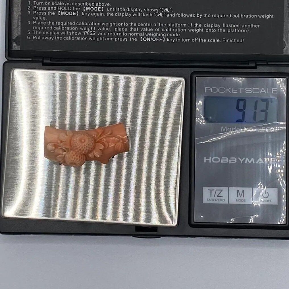 Vintage Intricately Carved Chrysanthemum Coral Japanese Obidome | Vintage Carved Natural Genuine Coral - Image 4