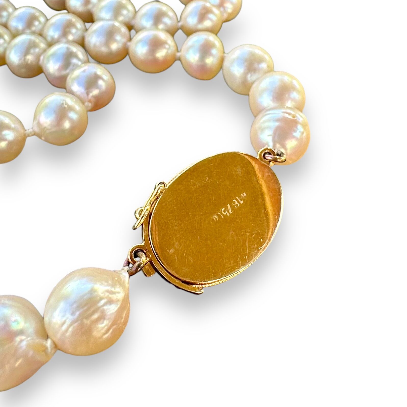Vintage Long 30" 9.8mm Baroque Pearl 18K Gold Clasp | Individually Knotted | Opera Length - Image 7