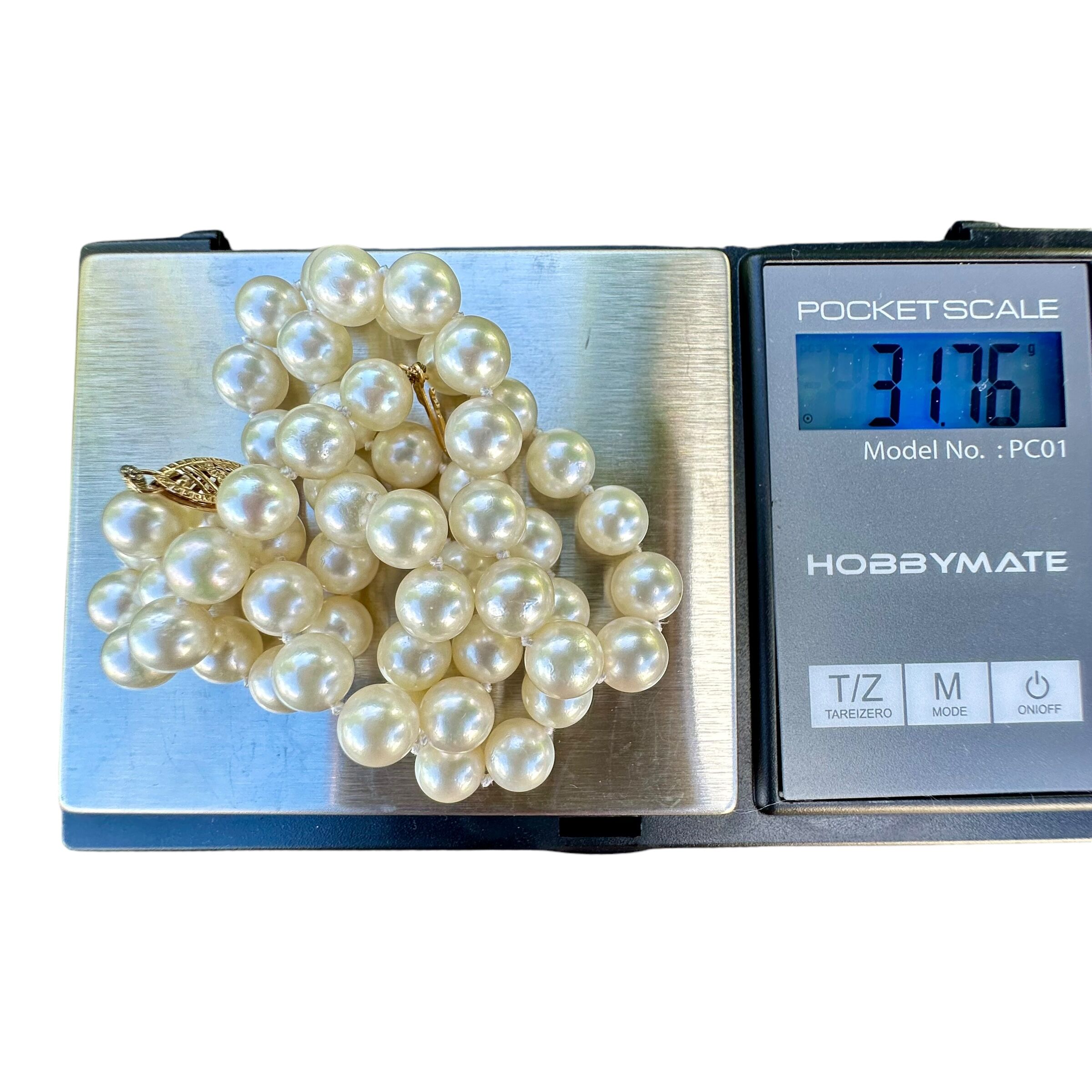Pearl Necklace with 14K Yellow Gold Clasp - Image 7