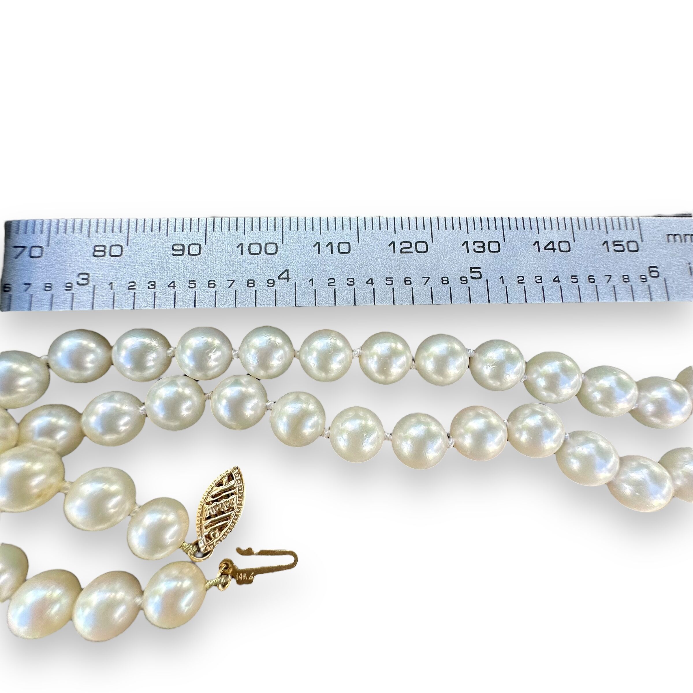 Pearl Necklace with 14K Yellow Gold Clasp - Image 5