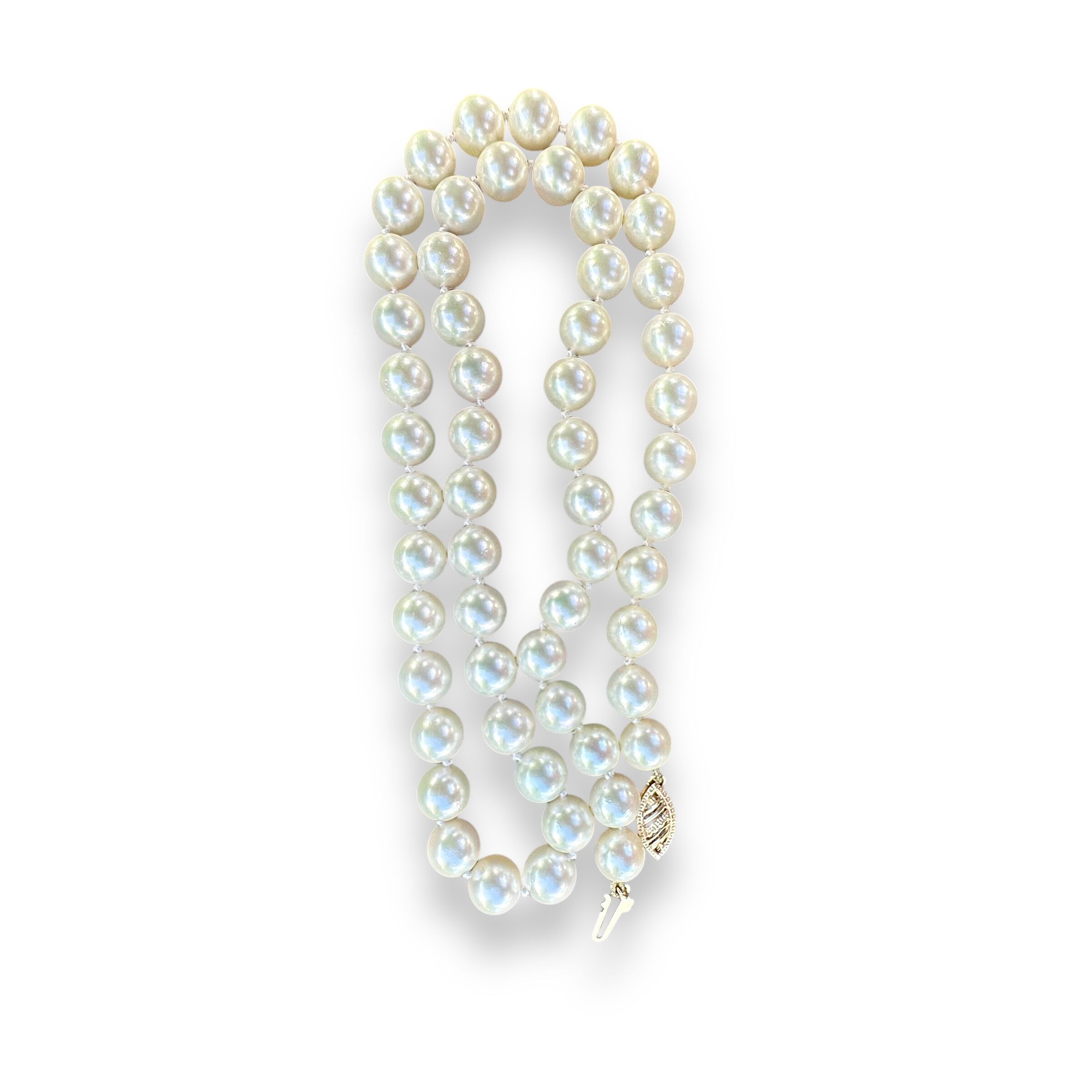 Pearl Necklace with 14K Yellow Gold Clasp - Image 4