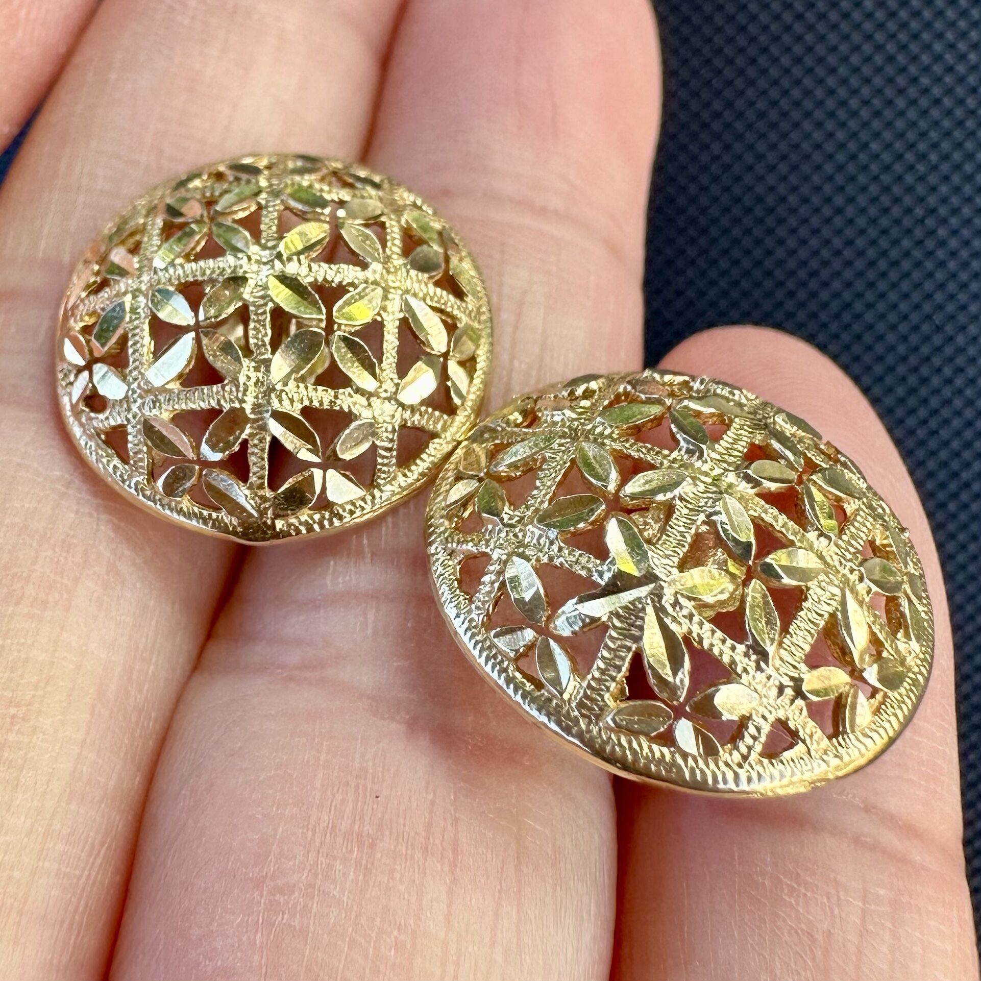 14K Yellow Gold Bright Cut Dome Shape Earrings | 4.27 Grams | Elegant Jewelry - Image 2