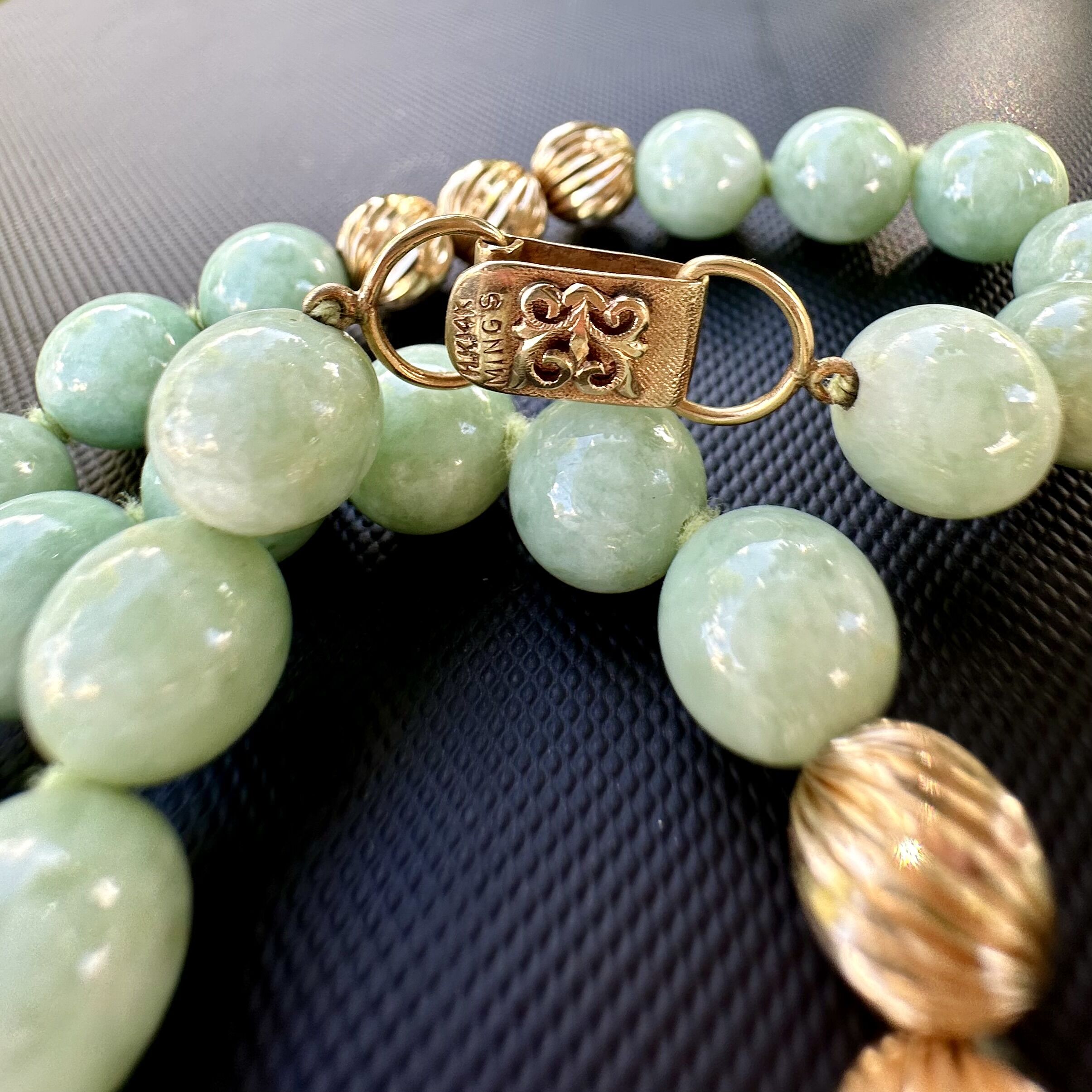 Ming's Grade A 14K Light Green Jade Necklace - Image 2