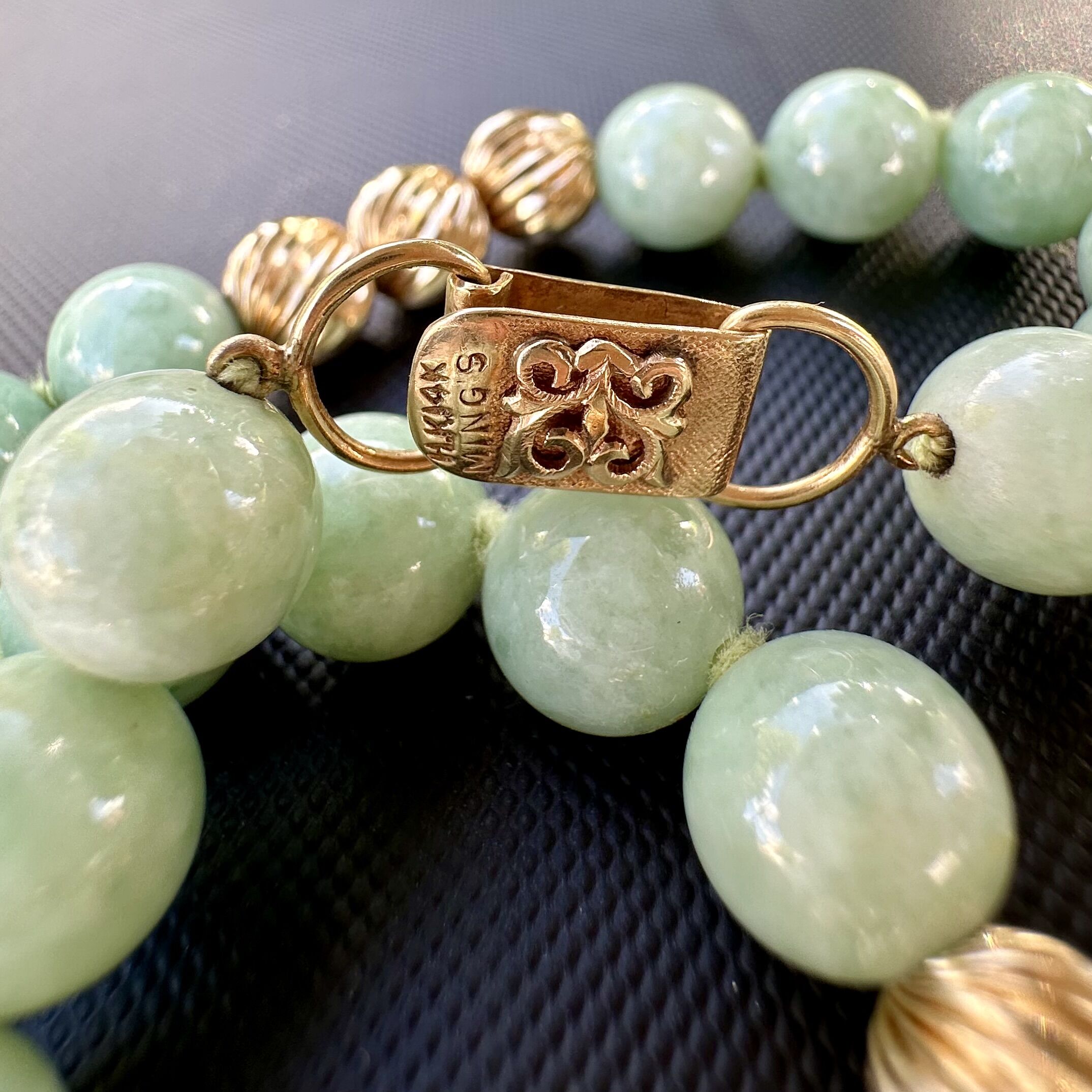 Ming's Grade A 14K Light Green Jade Necklace - Image 3