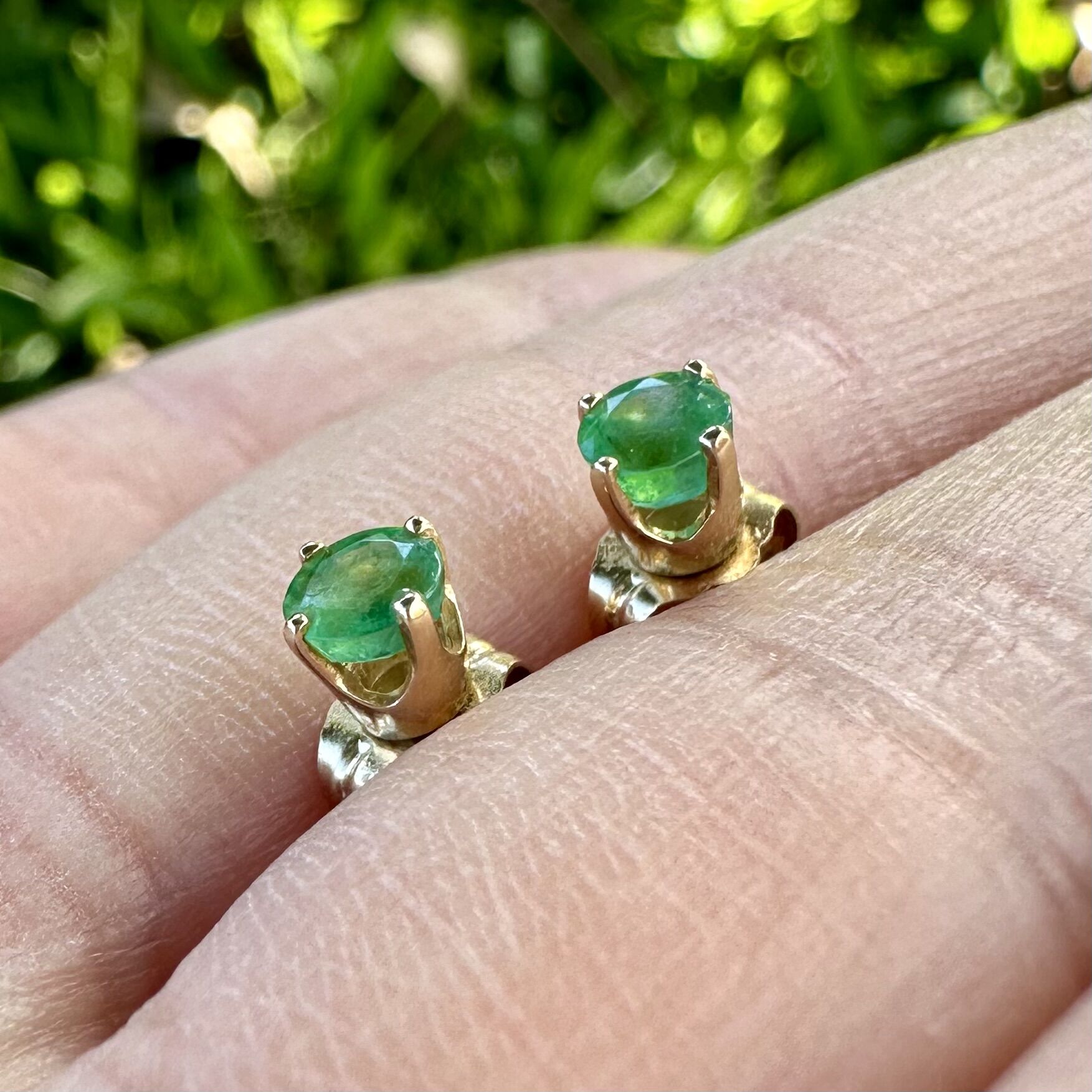 14k Emerald Stud Earrings - Image 2