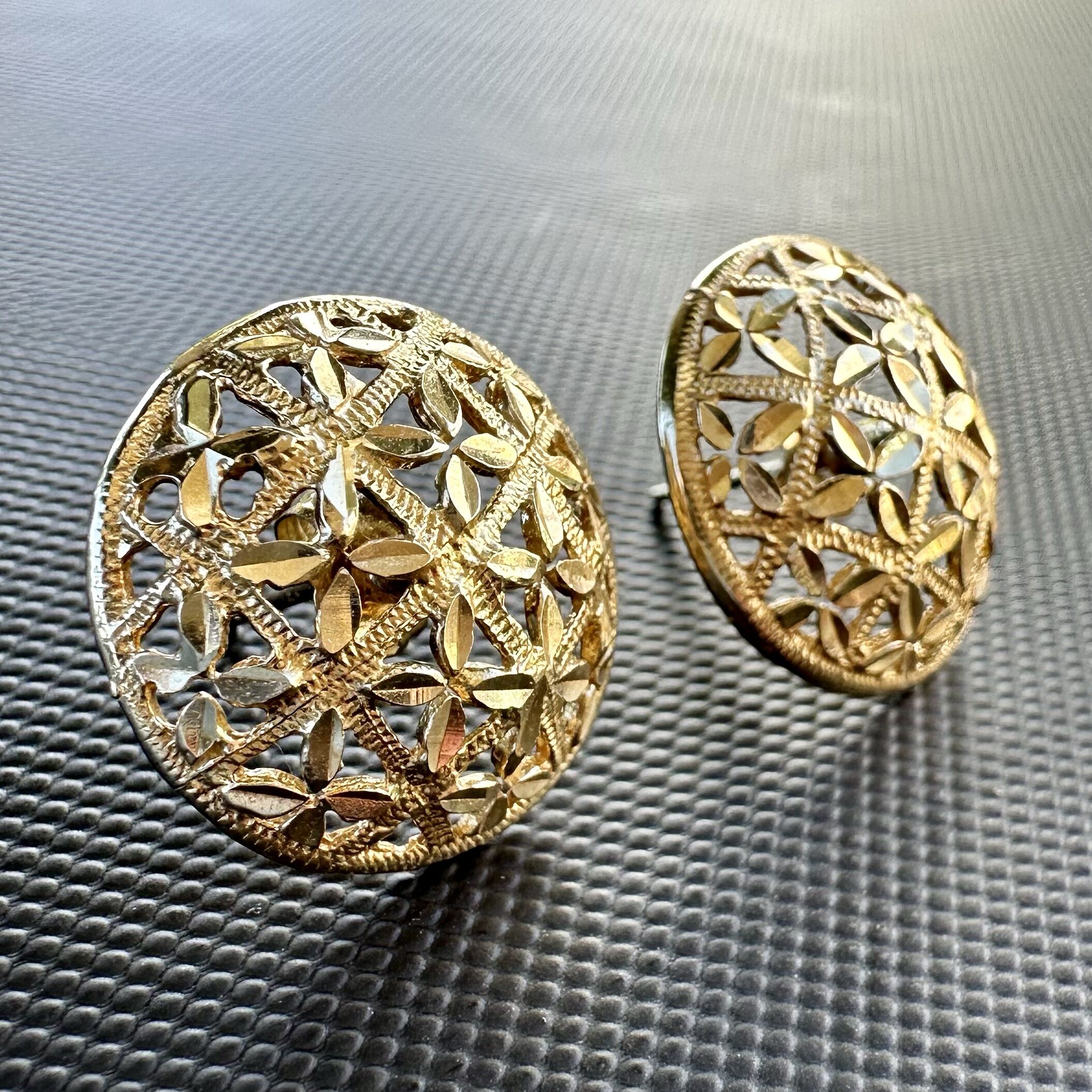 14K Yellow Gold Bright Cut Dome Shape Earrings | 4.27 Grams | Elegant Jewelry - Image 8