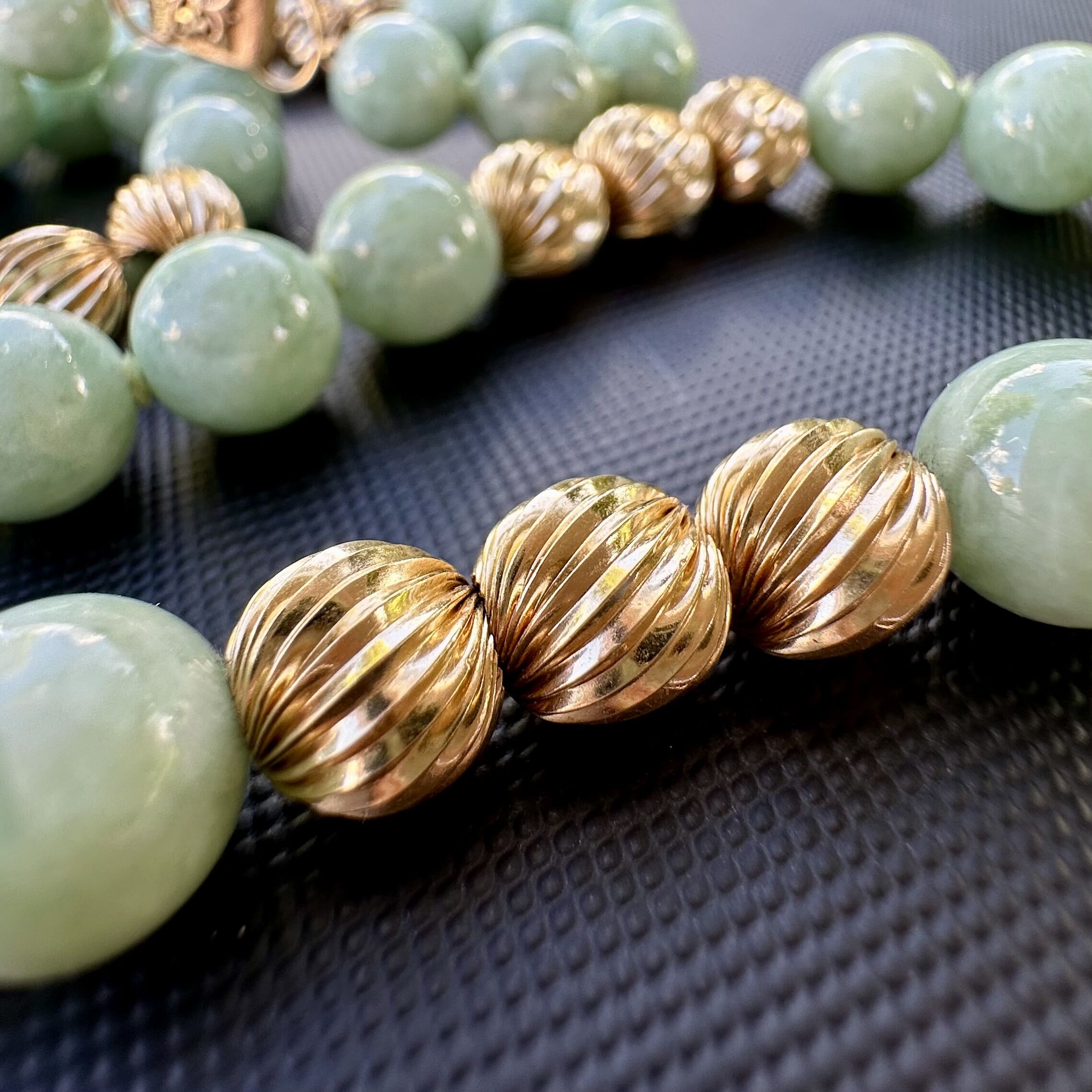 Ming's Grade A 14K Light Green Jade Necklace - Image 4