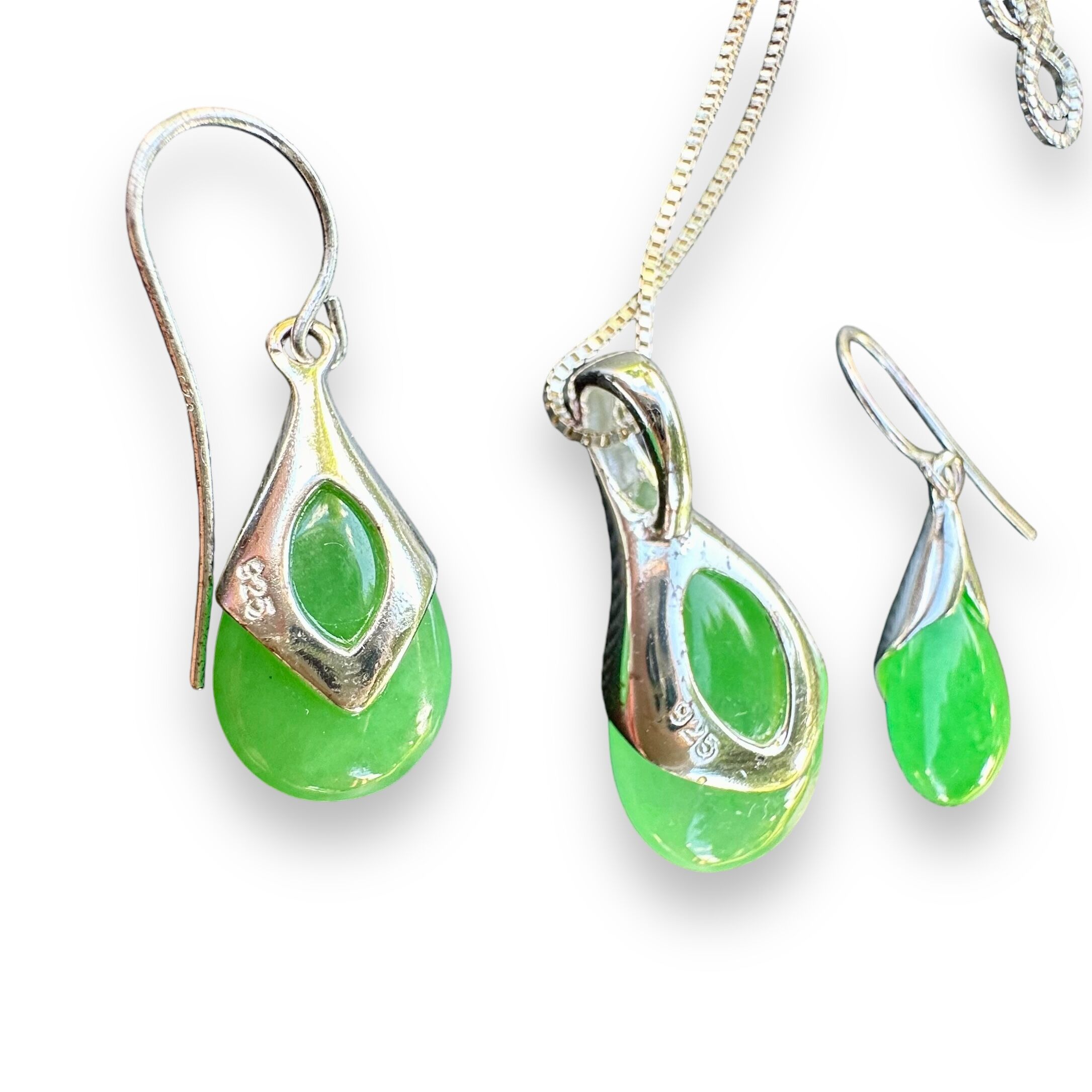 925 Silver Necklace Earrings Bracelet Set with Chrysoprase | Elegant Jewelry Set - Image 7