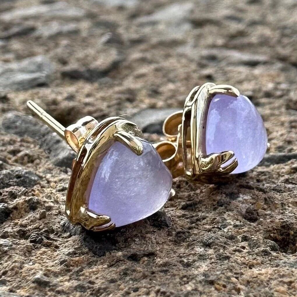 Vintage Estate 14K Light Purple Amethyst Heart Stud Earrings - Image 2