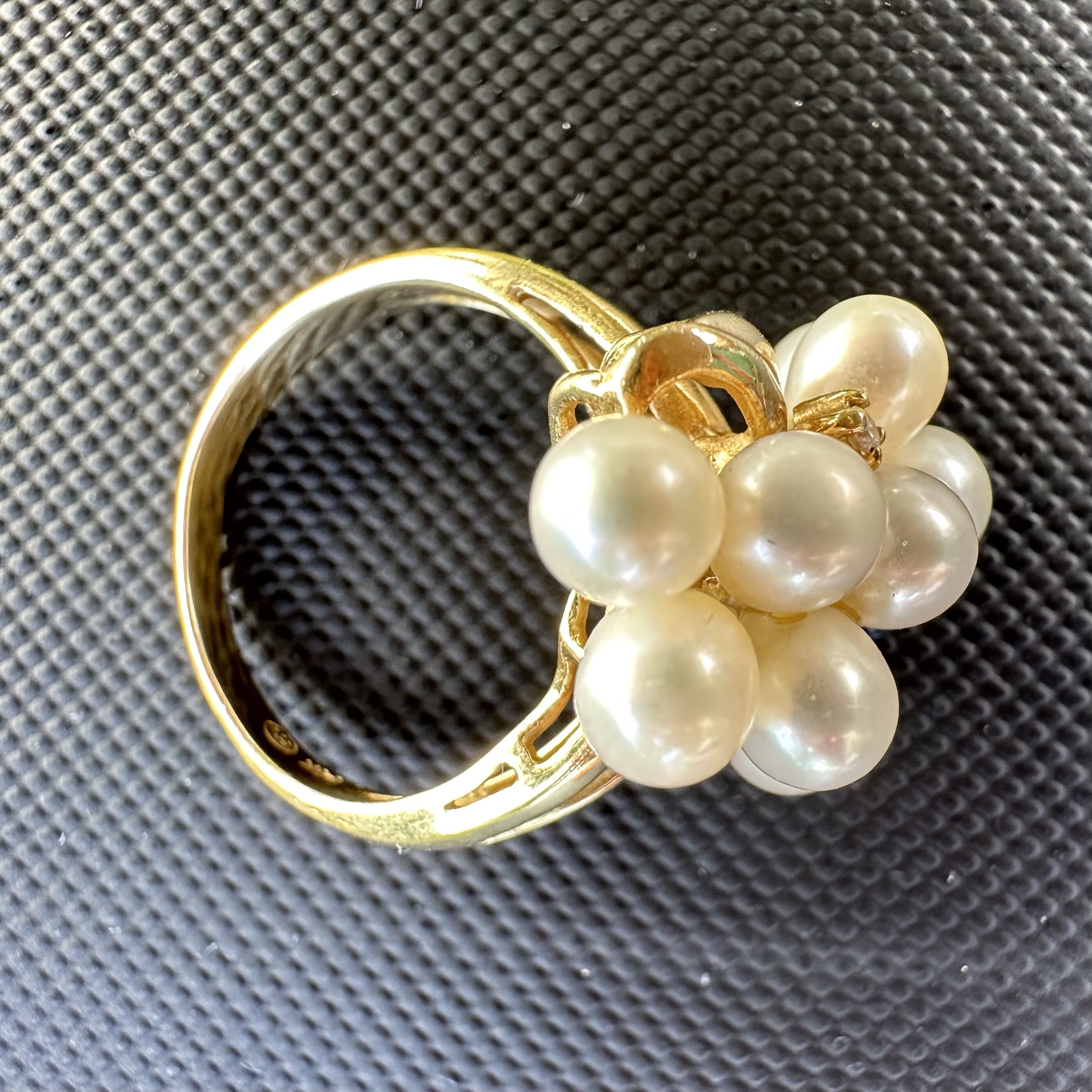 ON SALE 14K Gold Sapphire Diamond Accent & Pearl Cluster Ring US 6.5 - Image 11