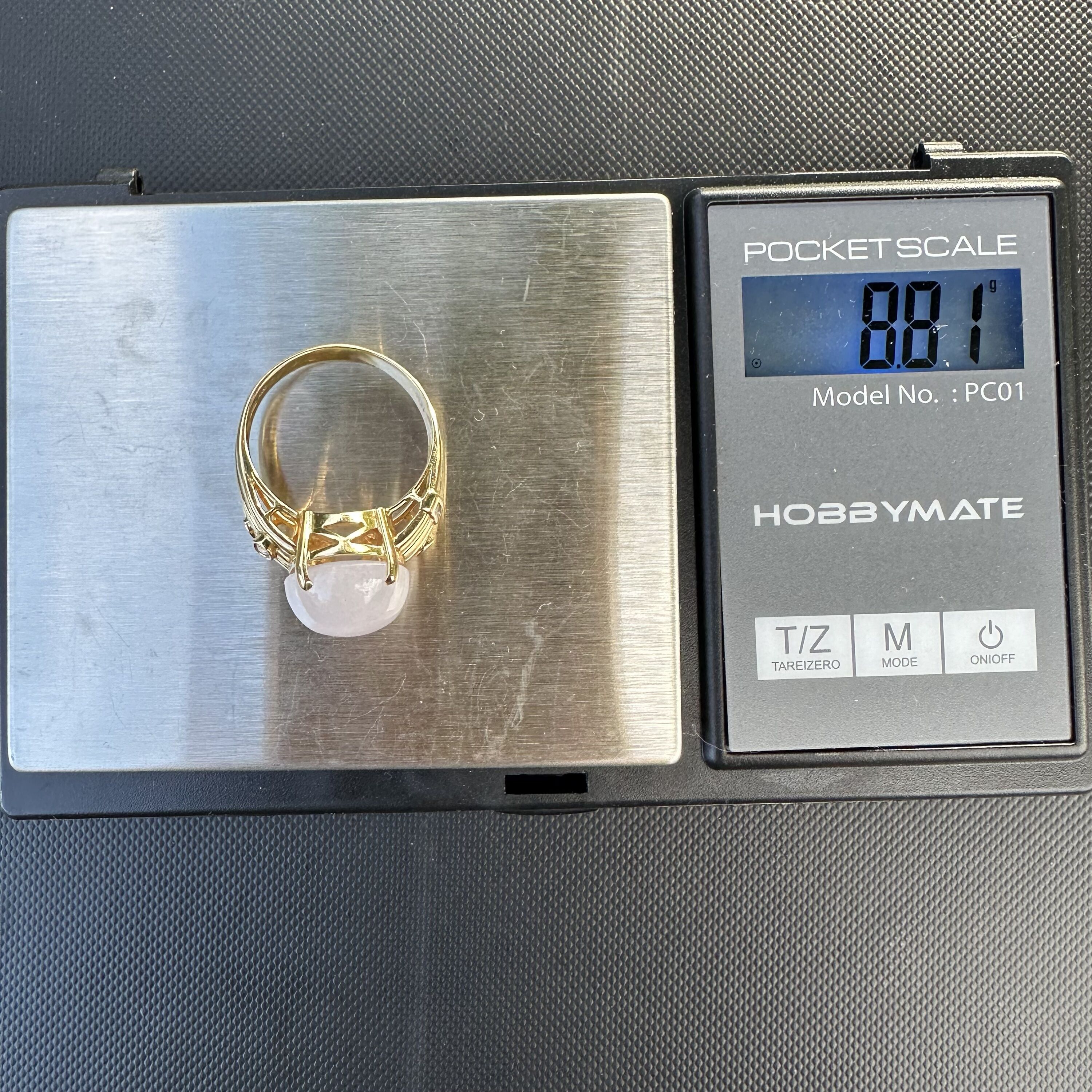 Vintage Light Lavender Jade Ring | Diamond Accent | 14K Yellow Gold - Image 8