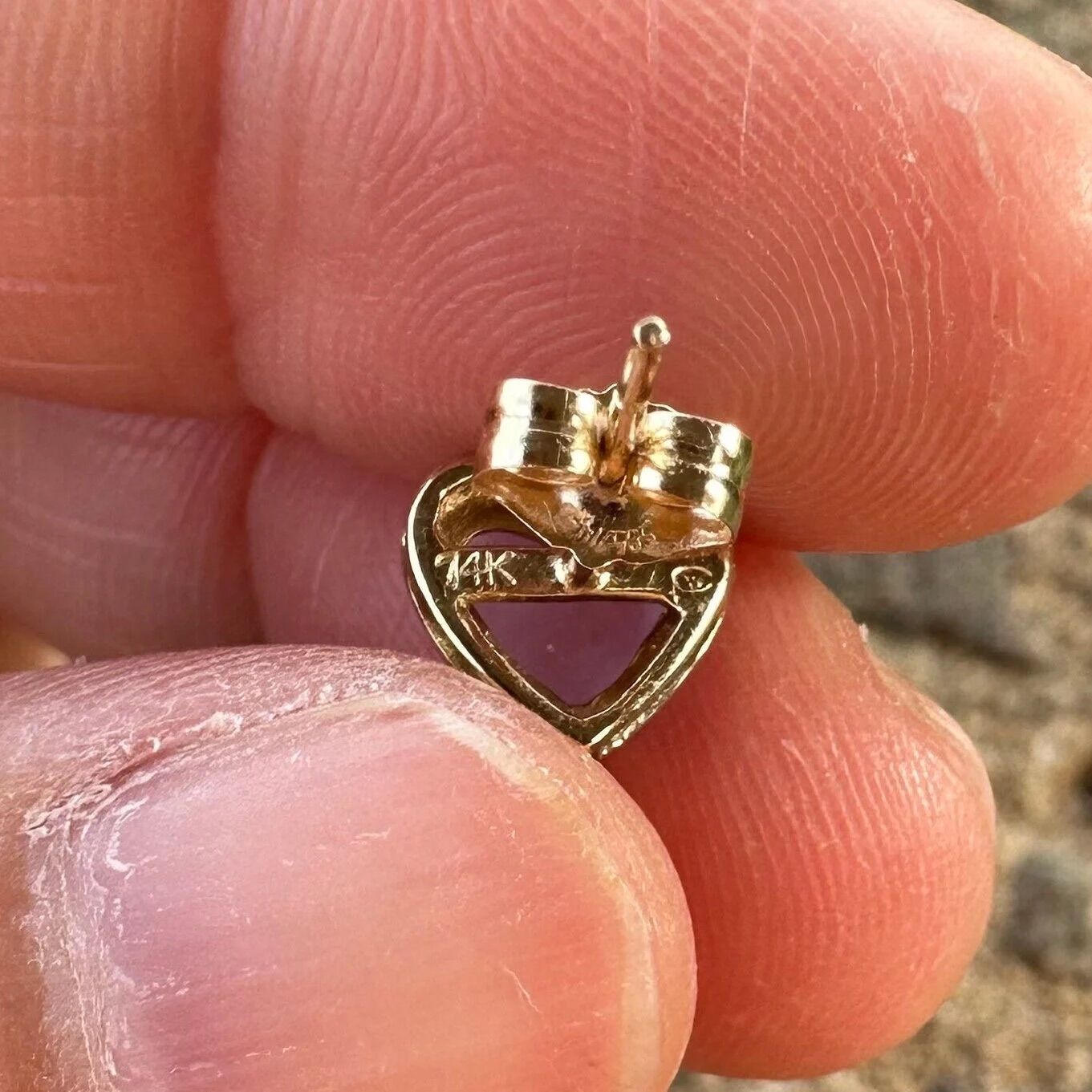 Vintage Estate 14K Light Purple Amethyst Heart Stud Earrings - Image 6