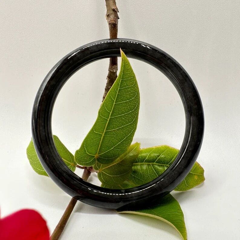57.1 mm Jadeite "Grade A" Black Bangle - Image 8