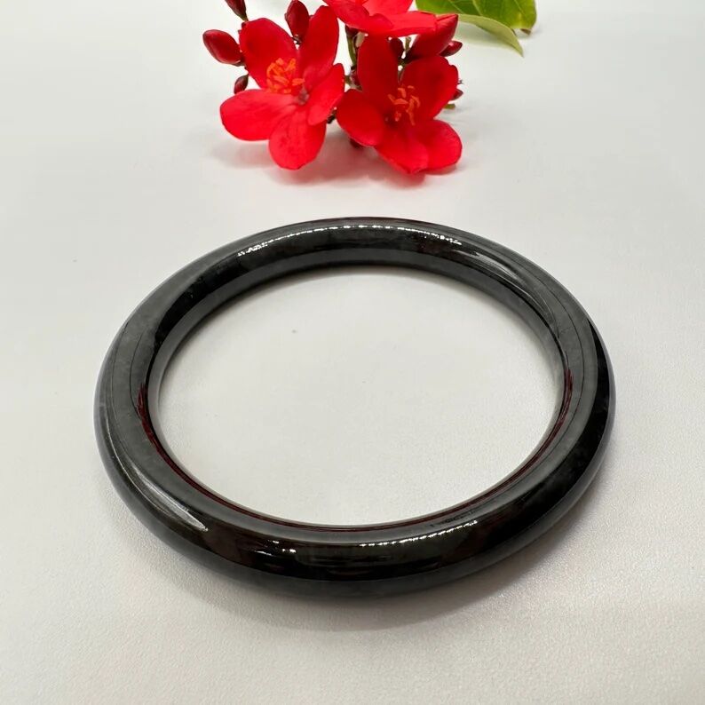 57.1 mm Jadeite "Grade A" Black Bangle - Image 7