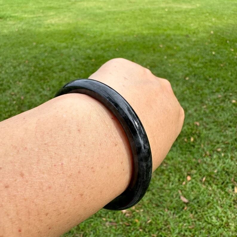57.1 mm Jadeite "Grade A" Black Bangle