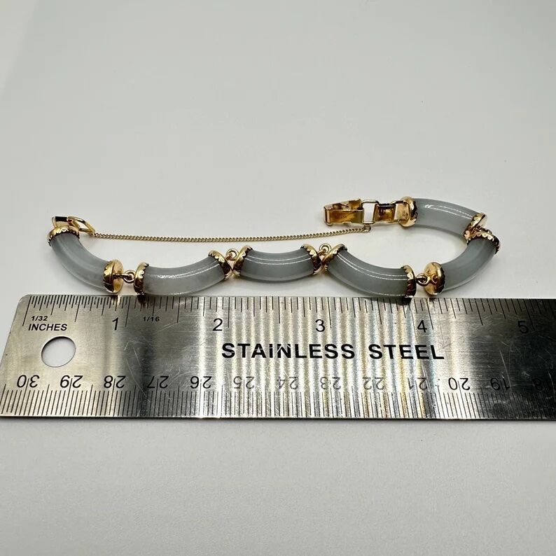 Ming Jewelry Hawaii 14k Gold Bracelet | White Jade Bracelet | Chain Linked Bracelet - Image 6