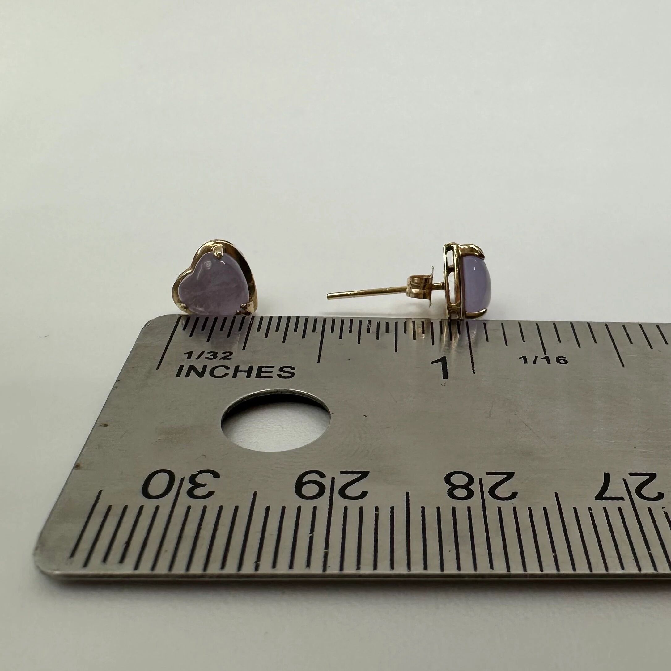 Vintage Estate 14K Light Purple Amethyst Heart Stud Earrings - Image 8